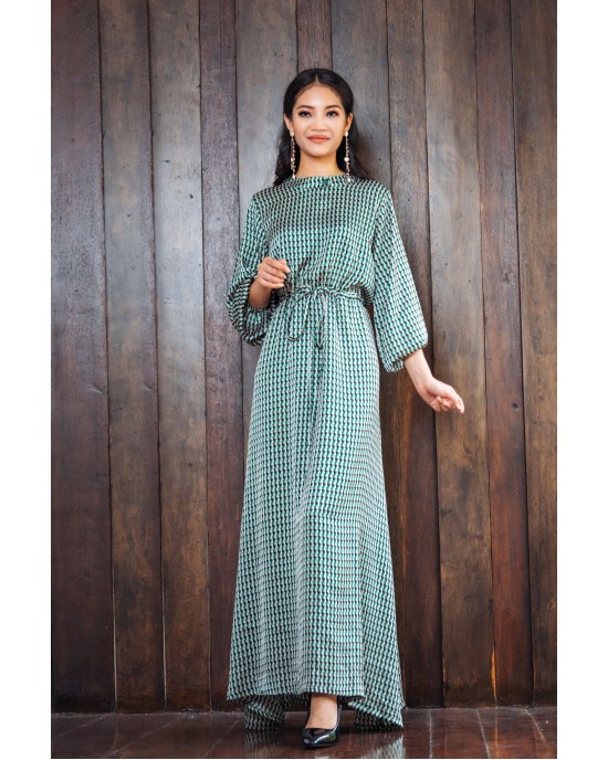 RAEA Long Dress - Green Geo RAEA Long Dress - Green Geo